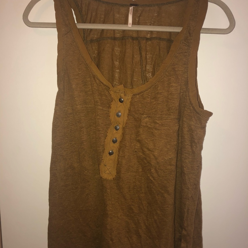 Free People Olive Green Henley Tank XS